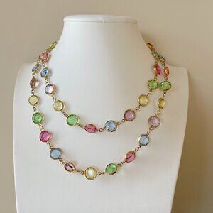 Bezel Austrian Multicolor Crystal Necklace